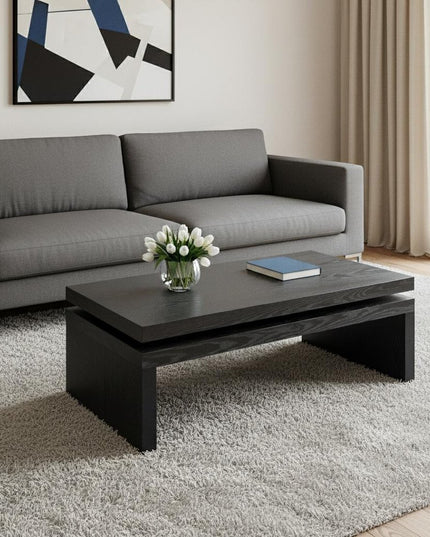 48" Black Wood Floating Frame Coffee Table