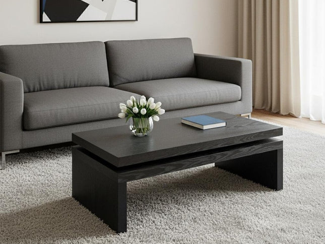 48" Black Wood Floating Frame Coffee Table