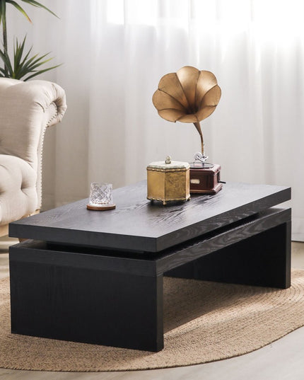 48" Black Wood Floating Frame Coffee Table