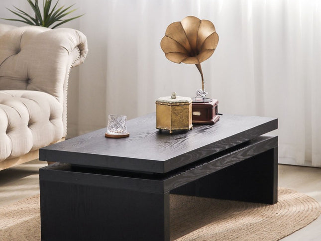 48" Black Wood Floating Frame Coffee Table