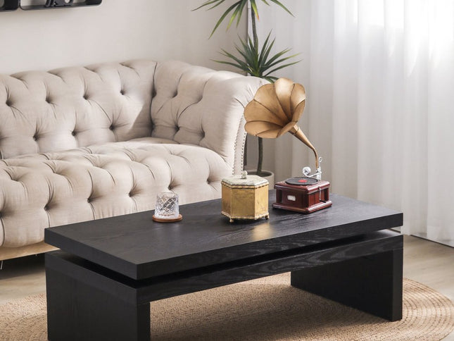 48" Black Wood Floating Frame Coffee Table