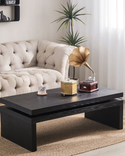 48" Black Wood Floating Frame Coffee Table