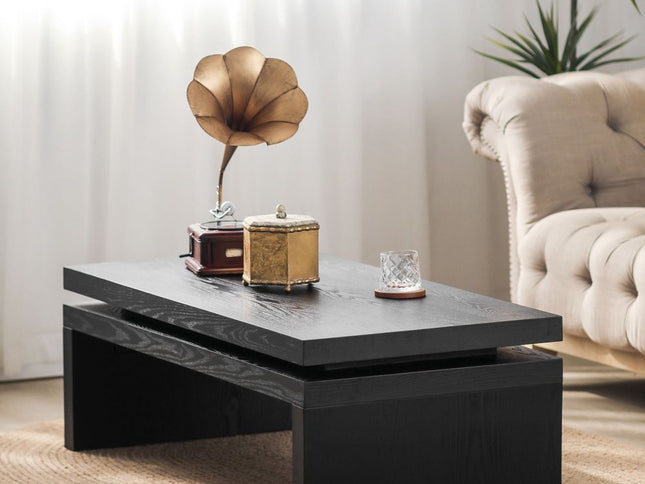 48" Black Wood Floating Frame Coffee Table