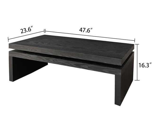 48" Black Wood Floating Frame Coffee Table