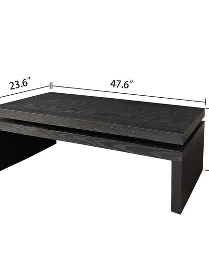 48" Black Wood Floating Frame Coffee Table