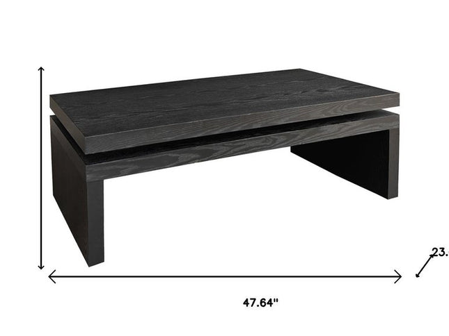 48" Black Wood Floating Frame Coffee Table
