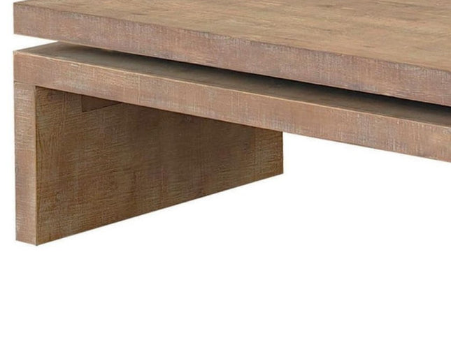 48" Natural Wood Distressed Floating Frame Coffee Table