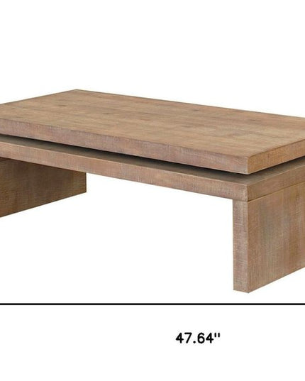 48" Natural Wood Distressed Floating Frame Coffee Table