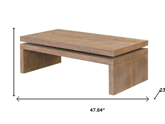 48" Natural Wood Distressed Floating Frame Coffee Table