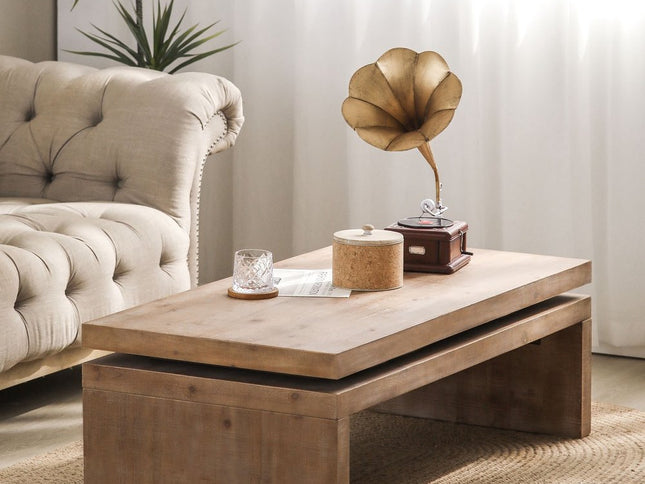 48" Natural Wood Distressed Floating Frame Coffee Table