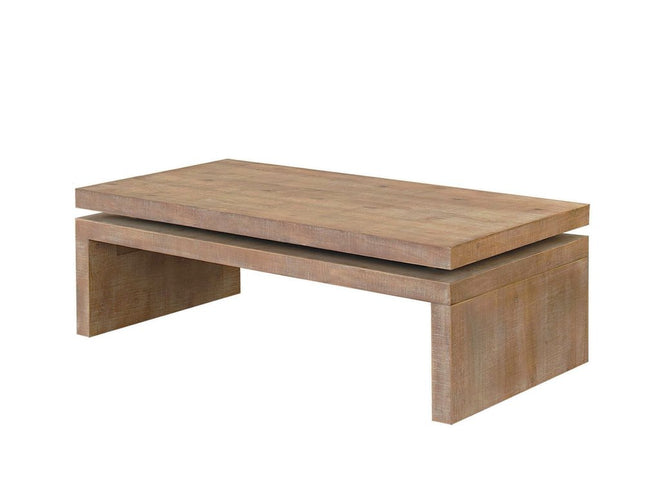 48" Natural Wood Distressed Floating Frame Coffee Table