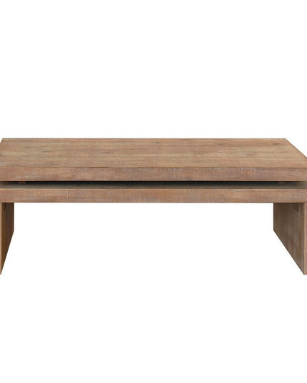 48" Natural Wood Distressed Floating Frame Coffee Table
