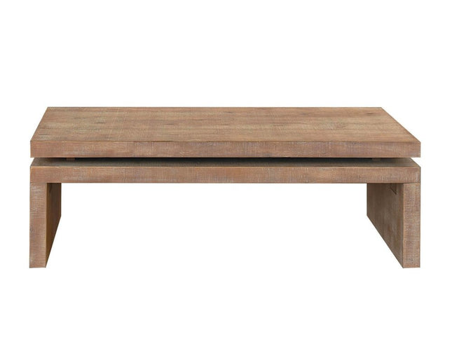 48" Natural Wood Distressed Floating Frame Coffee Table