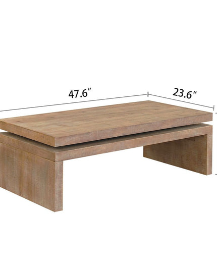 48" Natural Wood Distressed Floating Frame Coffee Table