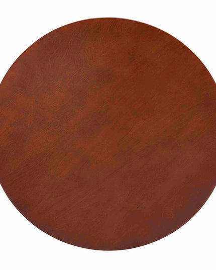 30" Walnut Wood Round Coffee Table With Shelf