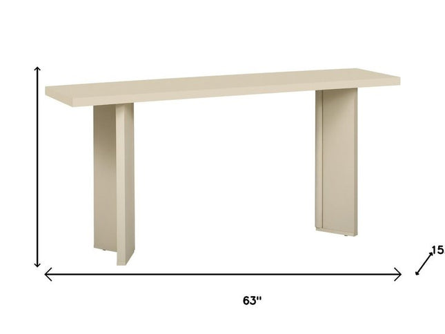 63" Beige Wood Coffee Table