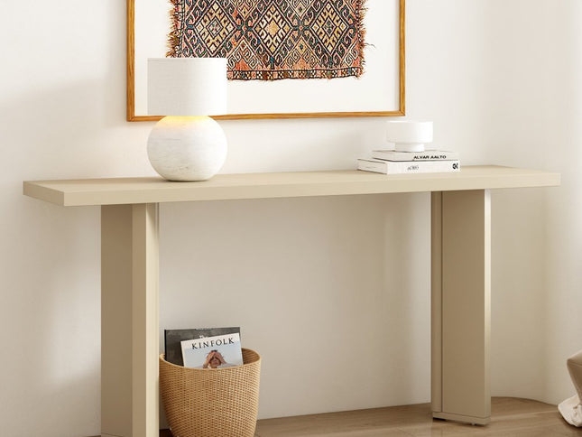 63" Beige Wood Coffee Table