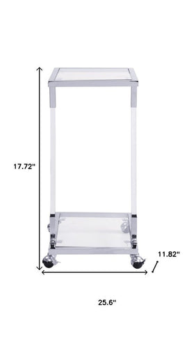 26" White Glass and Acrylic Square Coffee Table