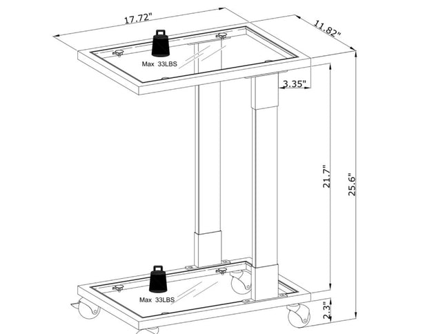 26" White Glass and Acrylic Square Coffee Table