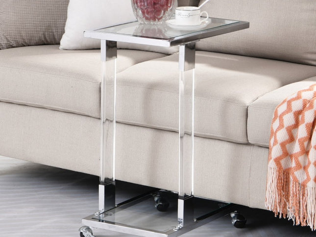 26" White Glass and Acrylic Square Coffee Table