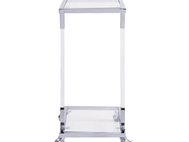 26" White Glass and Acrylic Square Coffee Table