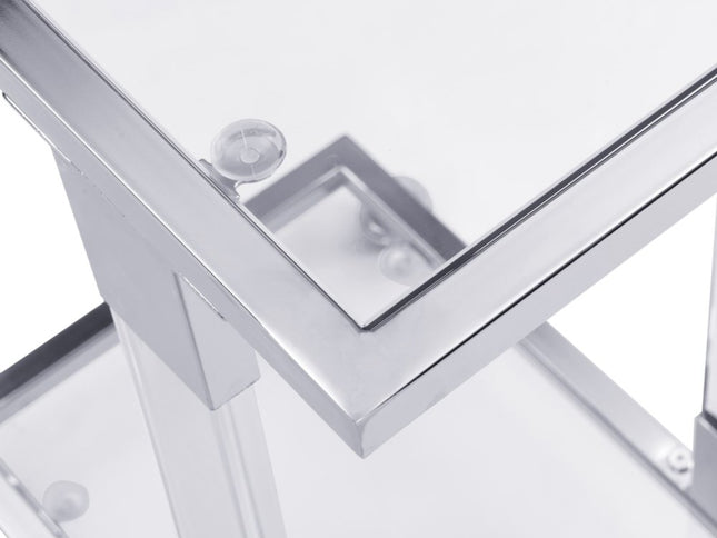 26" White Glass and Acrylic Square Coffee Table