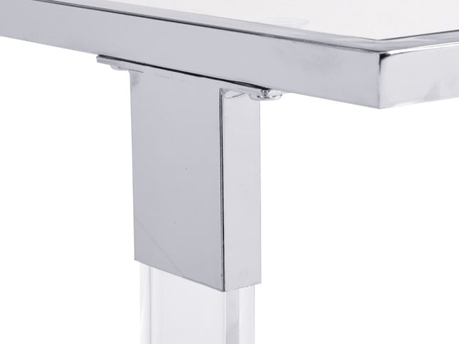 26" White Glass and Acrylic Square Coffee Table