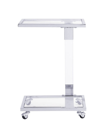 26" White Glass and Acrylic Square Coffee Table