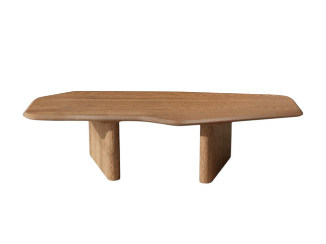 47" Natural Wood Free Form Double Pedestal Coffee Table