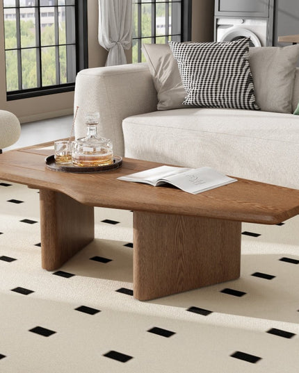 47" Natural Wood Free Form Double Pedestal Coffee Table