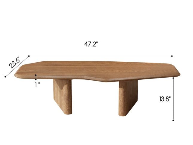 47" Natural Wood Free Form Double Pedestal Coffee Table