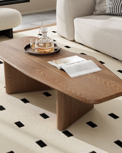 47" Natural Wood Free Form Double Pedestal Coffee Table