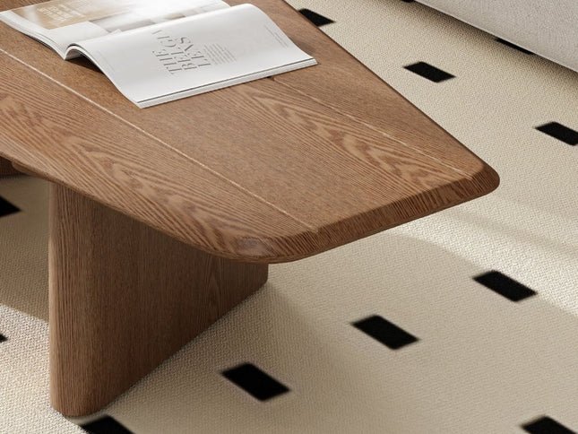 47" Natural Wood Free Form Double Pedestal Coffee Table