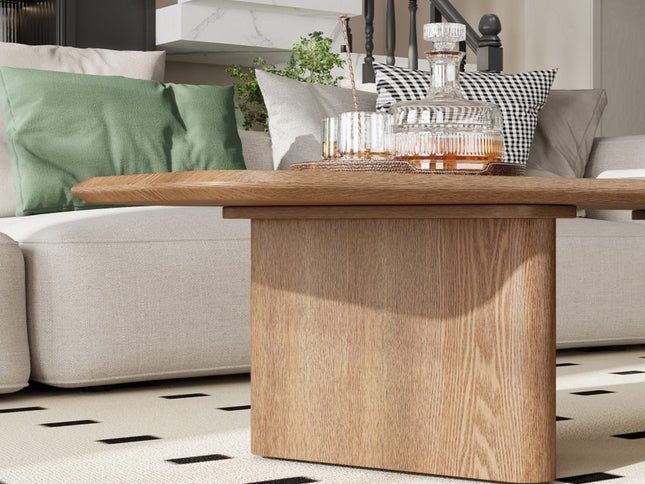 47" Natural Wood Free Form Double Pedestal Coffee Table