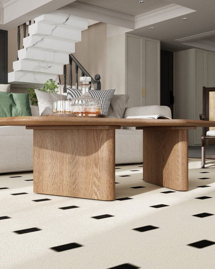 47" Natural Wood Free Form Double Pedestal Coffee Table