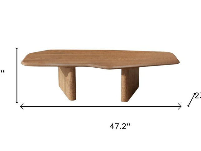 47" Natural Wood Free Form Double Pedestal Coffee Table