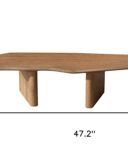 47" Natural Wood Free Form Double Pedestal Coffee Table