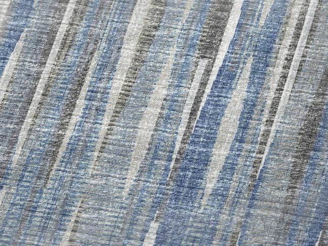 50" X 70" Blue And Beige Striped Polyester Woven Plush Throw Blanket