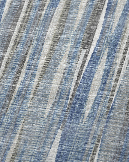 50" X 70" Blue And Beige Striped Polyester Woven Plush Throw Blanket