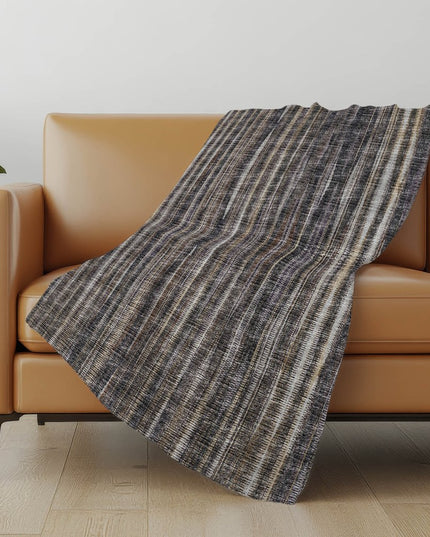 50" X 70" Brown And Beige Striped Polyester Woven Plush Throw Blanket