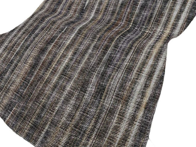 50" X 70" Brown And Beige Striped Polyester Woven Plush Throw Blanket