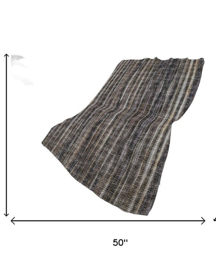 50" X 70" Brown And Beige Striped Polyester Woven Plush Throw Blanket