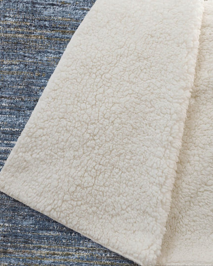 50" X 70" Blue And Gold Abstract Polyester Woven Plush Throw Blanket