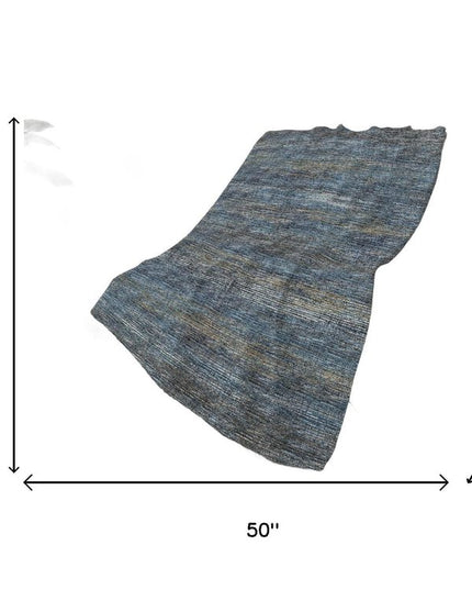 50" X 70" Blue And Gold Abstract Polyester Woven Plush Throw Blanket