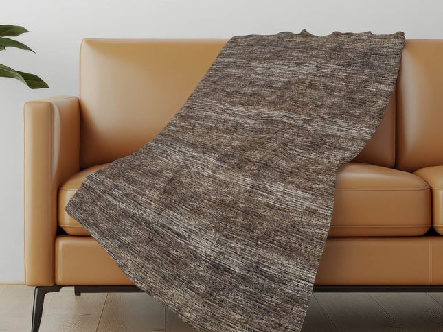50" X 70" Brown And Beige Abstract Polyester Woven Plush Throw Blanket