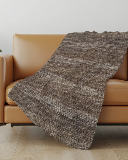 50" X 70" Brown And Beige Abstract Polyester Woven Plush Throw Blanket