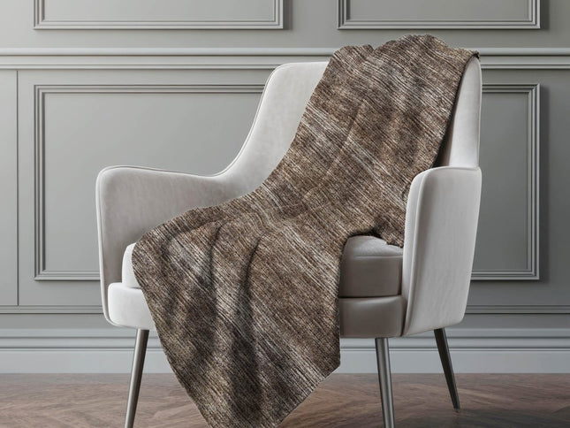 50" X 70" Brown And Beige Abstract Polyester Woven Plush Throw Blanket