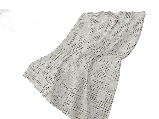 50" X 70" Beige And Charcoal Geometric Polyester Woven Plush Throw Blanket