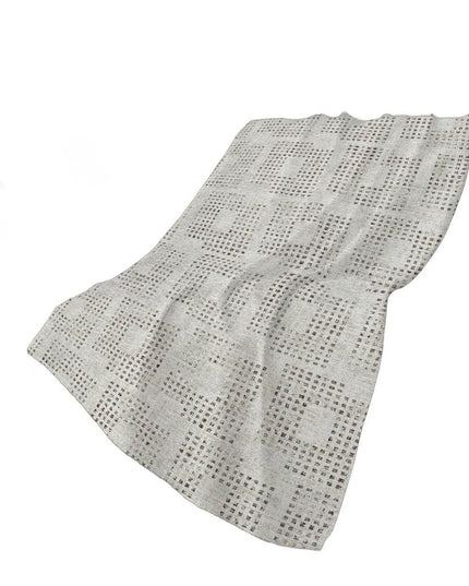 50" X 70" Beige And Charcoal Geometric Polyester Woven Plush Throw Blanket