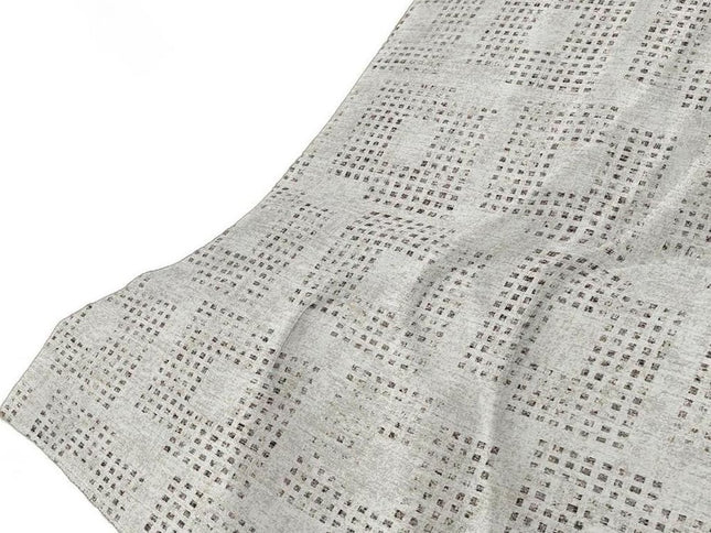 50" X 70" Beige And Charcoal Geometric Polyester Woven Plush Throw Blanket